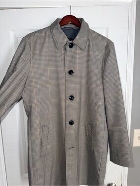Express Men's Classic Plaid Overcoat - Beige/Black